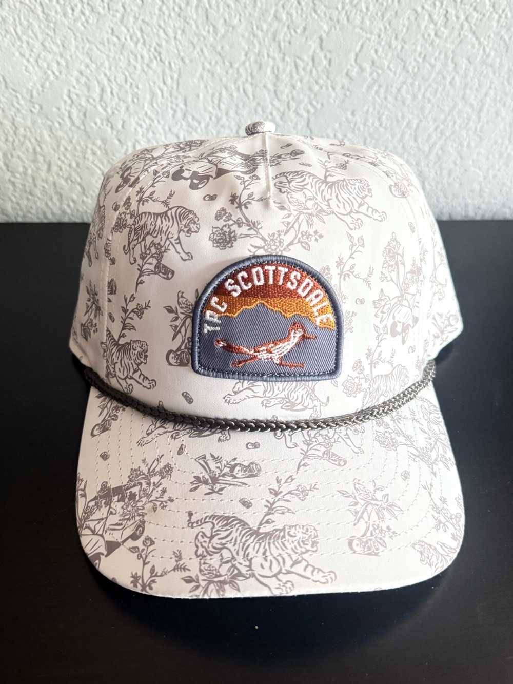 TPC Scottsdale White Floral Tiger Rope Trucker Hat Golf Snapback